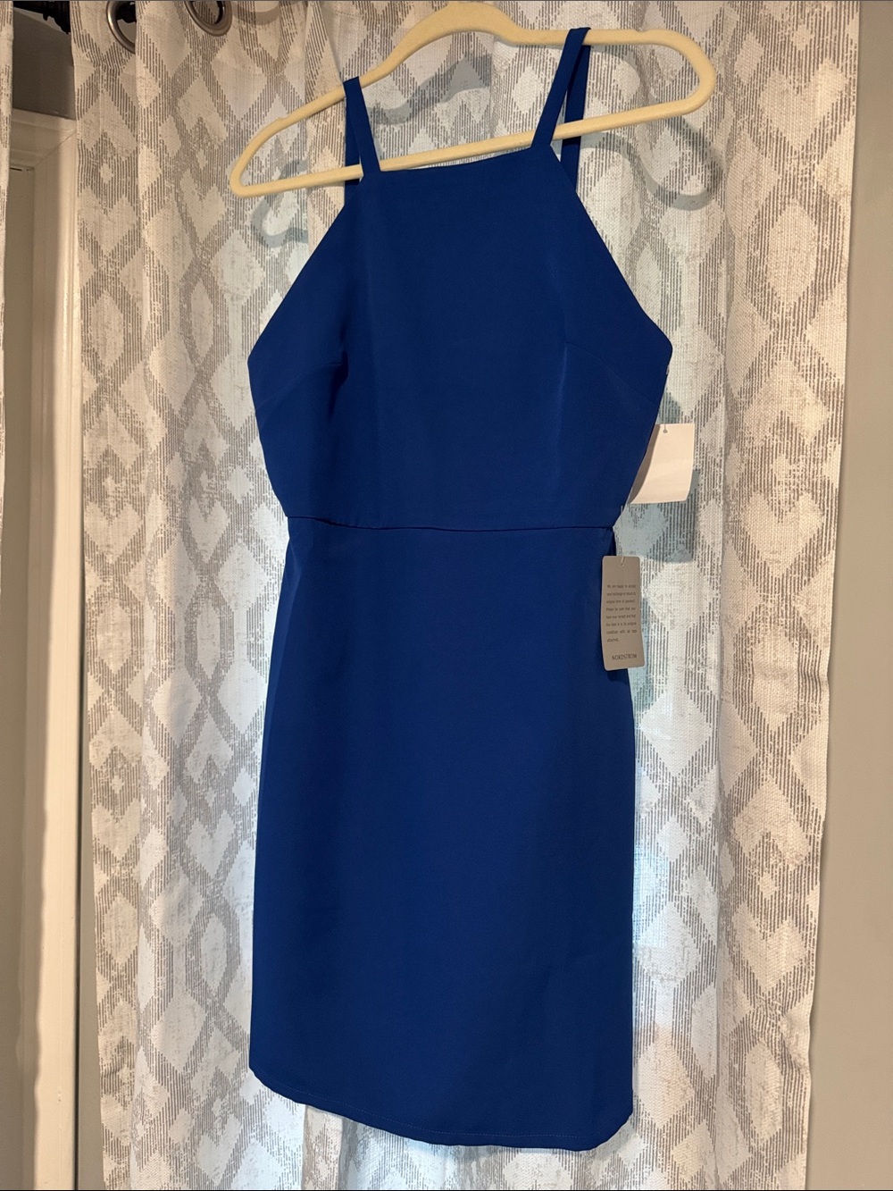 NSR Royal Blue Midi Halter Sheath Dress